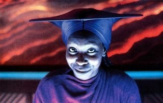 One of Guinan's hats - a rectangular mortarboard, sorta