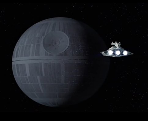 Death Star 1 and a star destroyer