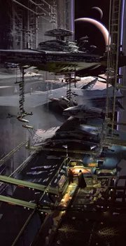 Star Destroyer in docking bay