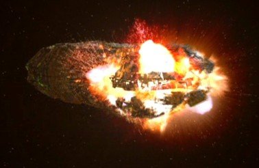 Borg vessel being destroyed with transporter technology