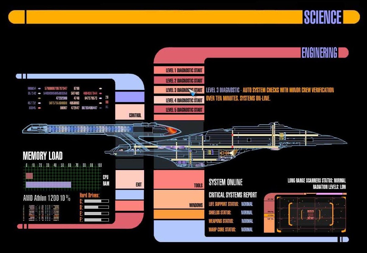 LCARS Diagnostic Display of a Starship