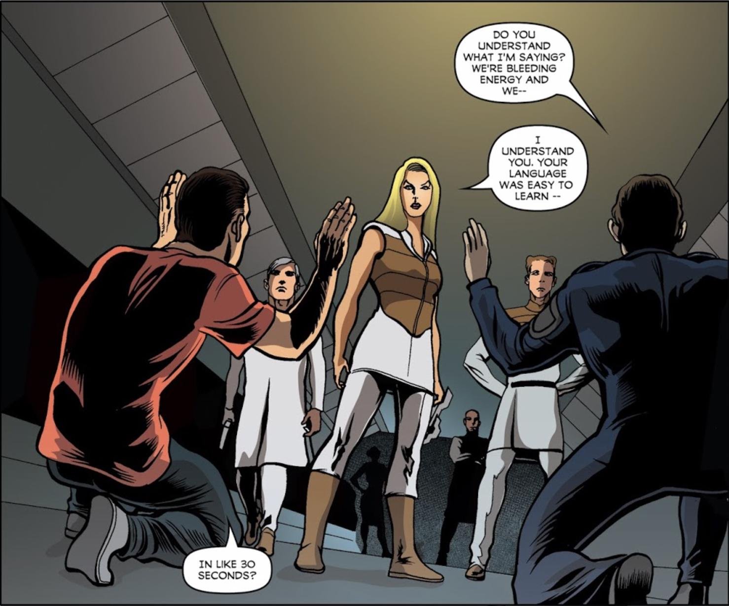 Stargate Universe: Back to Destiny, issue 2: the ancients show they can understand English